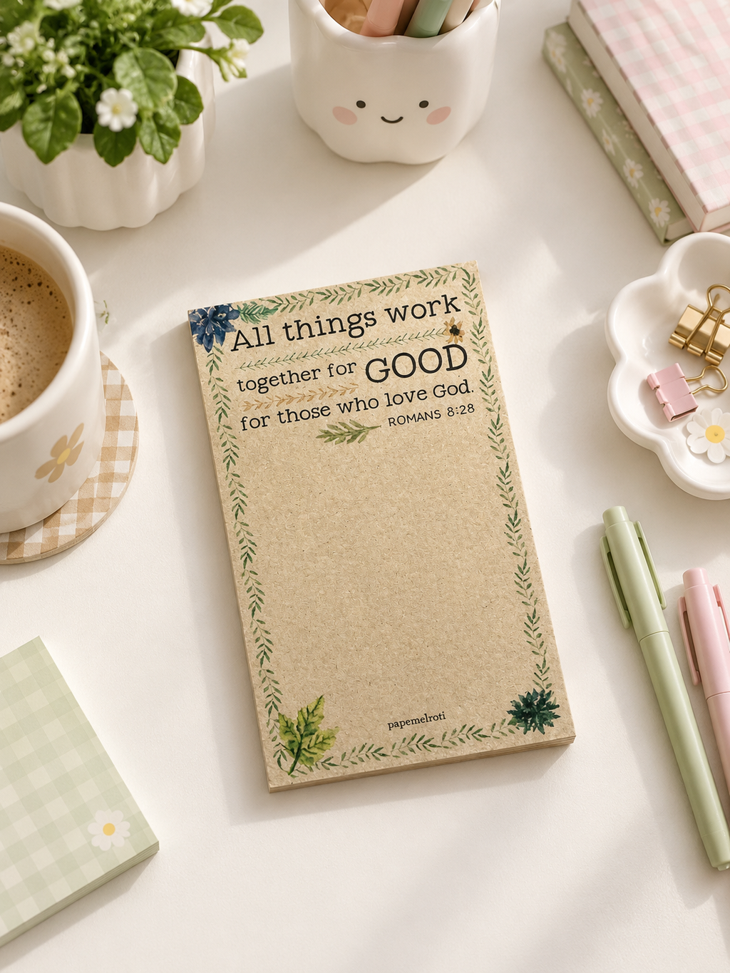 Romans 8:28 Notepad by Papemelroti