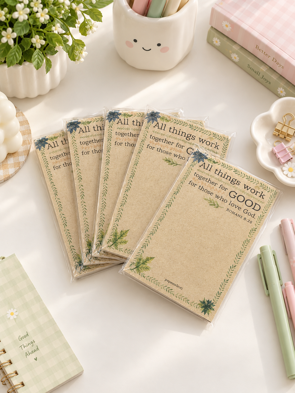 Romans 8:28 Notepad by Papemelroti